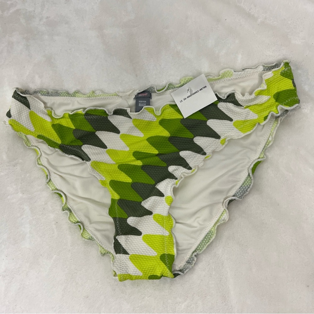 Nwt Aerie Swim Bikini Bottom Textured Green White Size Medium